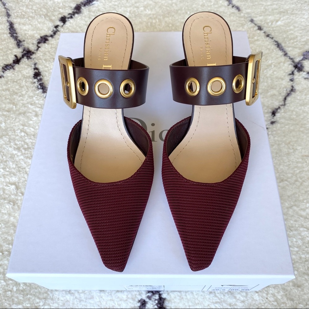 Christian Dior D-Dior Heeled Mule in Rouge Noir